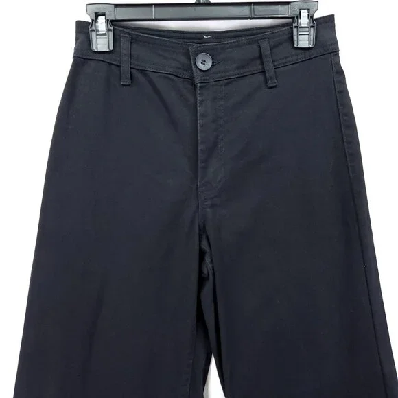 Oat New York Jeans Women's Size 4/27 Black Denim High Rise Wide Leg Raw Hem - Picture 3 of 15